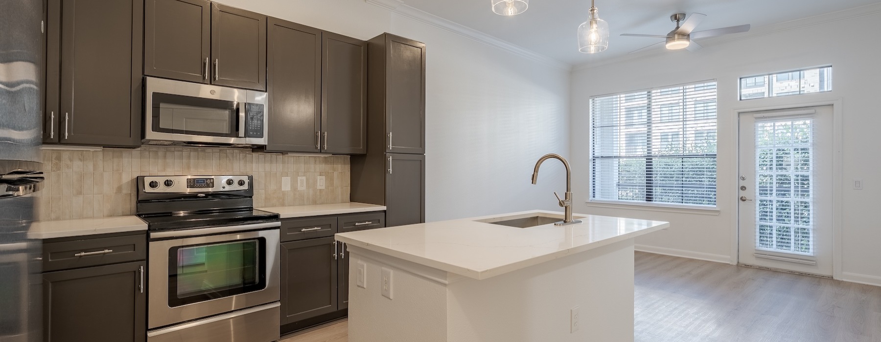 Well-lit kitchen with ample counter space