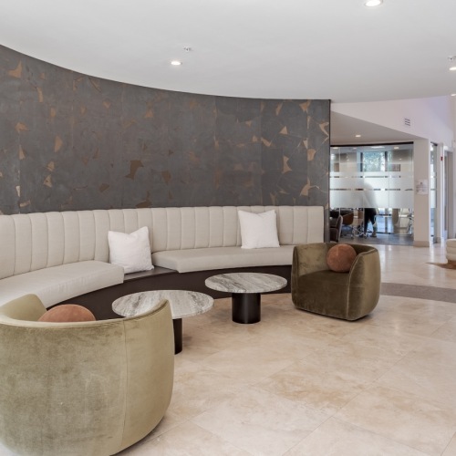 Spacious resident lounge with ample lighting