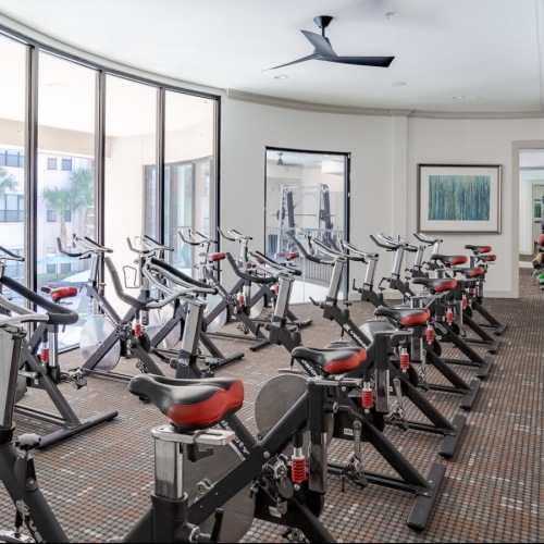 spin room with many bikes